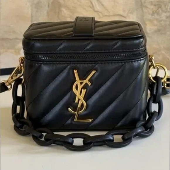 🎁 YSL GWP NOVELTY Black & Gold hard ware Quilted Vanity Crossbody Bag (BEAUTE) - Picture 6 of 12